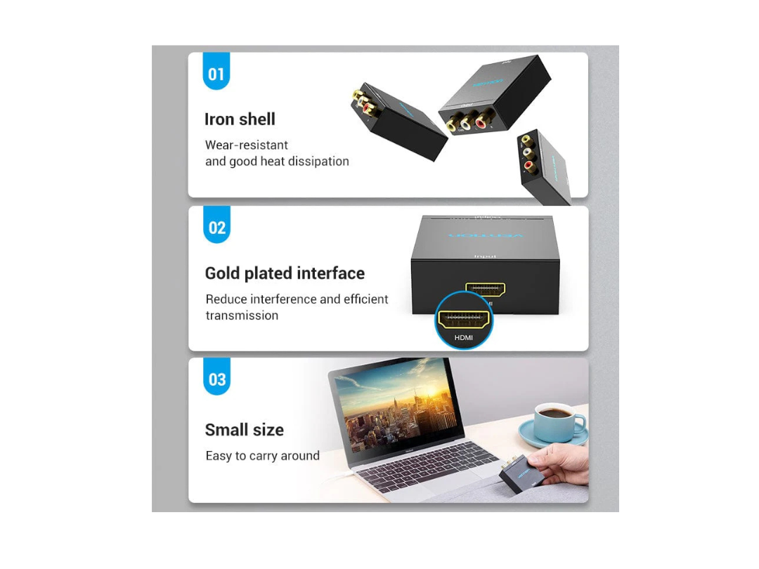 Buy Vention HDMI to RCA Converter - Black Metal in Qatar Buy Vention HDMI to RCA Converter - Black Metal in Qatar